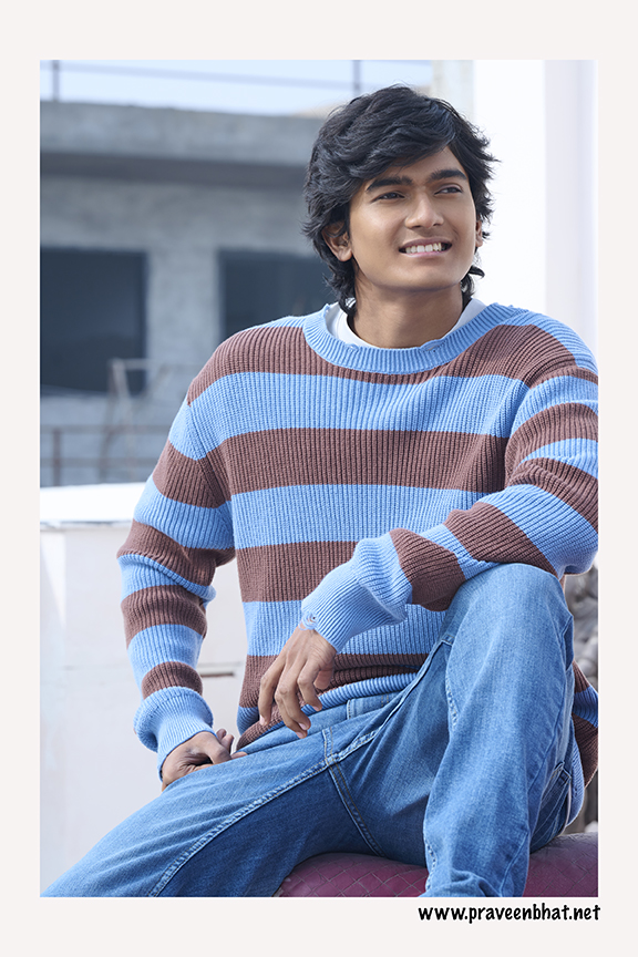 how to become a model in noida male lifestyle portrait in striped sweater outdoors