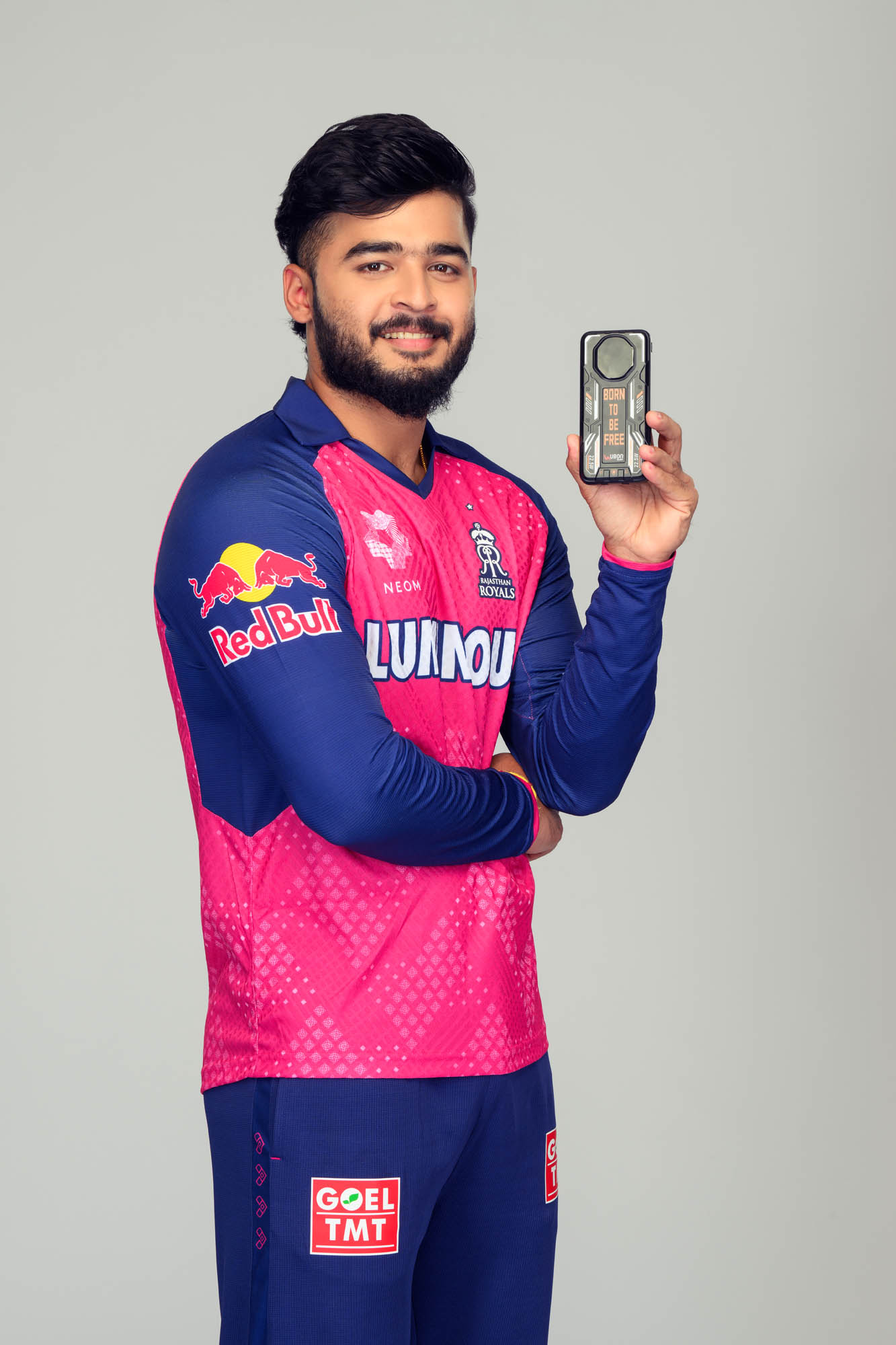 Rajasthan Royals IPL 2026 photoshoot for UBON Yashasvi Jaiswal campaign helmet image